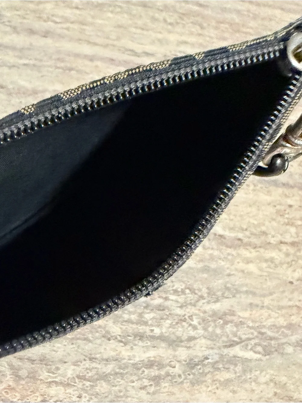 Coach Signature Canvas Wristlet with leather trim and handle